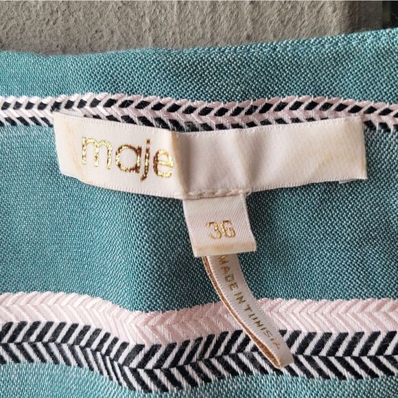 Maje Striped Pandora Surplice Neck Short Sleeve Wrap‎ Jumpsuit Striped Pattern S - Picture 9 of 9